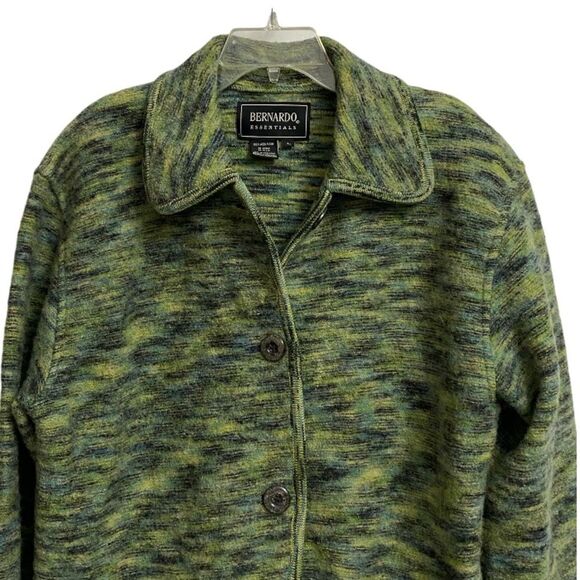 Bernardo Essentials Button Front Wool Coat Women's L Green Pockets Ranch Country - Picture 2 of 13